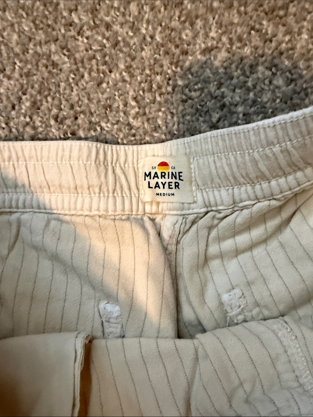 Marine Layer Cream Saturday Drawstring Shorts - Picture 2 of 6